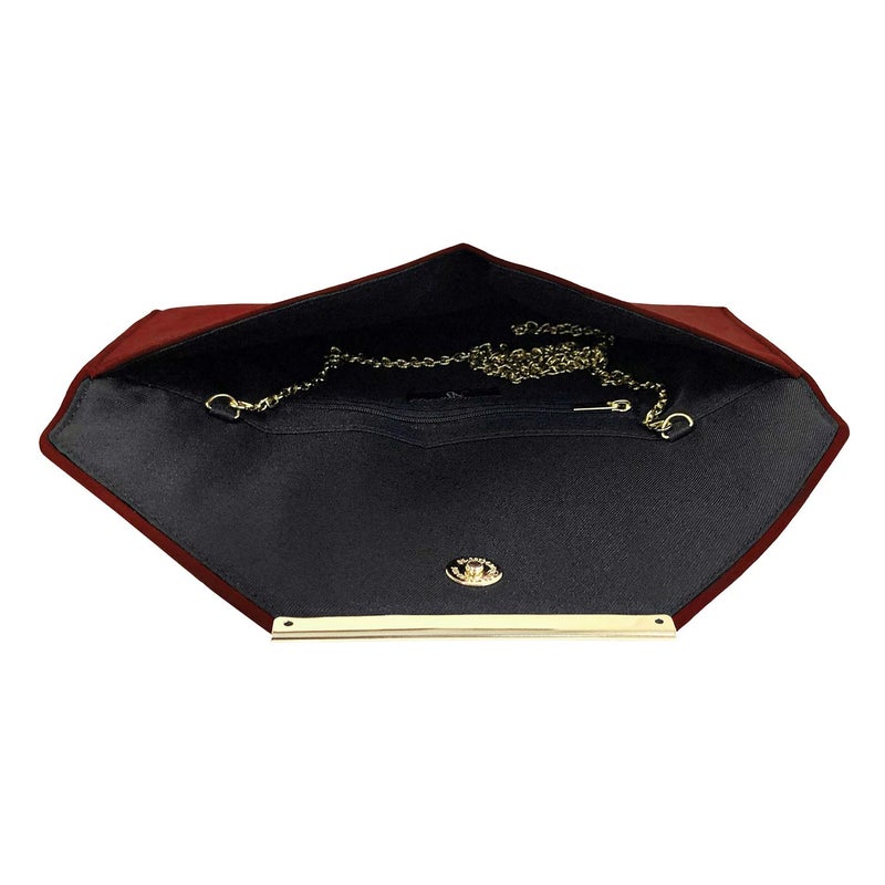 JNB Faux Microsuede Envelope Clutch, Burgundy Medium - Image 5